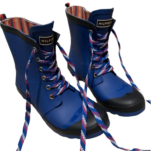 Tommy Hilfiger Shoes - Tommy Hilfiger Electric Blue Rainboots Size 9 EUC